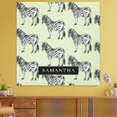 Oerwoud Zebra Wilde Patroon & Aangepaste Naam Canvas Afdruk (Insitu (Woonkamer))