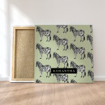 Oerwoud Zebra Wilde Patroon & Aangepaste Naam Canvas Afdruk<br><div class="desc">Oerwoud Zebra Wilde Patroon & Aangepaste Naam</div>