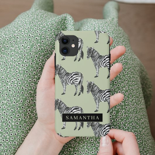 Oerwoud Zebra Wilde Patroon & Aangepaste Naam Case-Mate iPhone Case