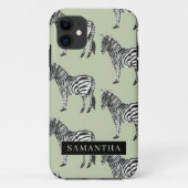 Oerwoud Zebra Wilde Patroon & Aangepaste Naam Case-Mate iPhone Case (Achterkant)