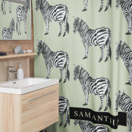 Oerwoud Zebra Wilde Patroon & Aangepaste Naam Douchegordijn