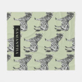 Oerwoud Zebra Wilde Patroon & Aangepaste Naam Fleece Deken (Voorkant (Horizontaal))