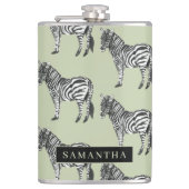 Oerwoud Zebra Wilde Patroon & Aangepaste Naam Heupfles (Voorkant)