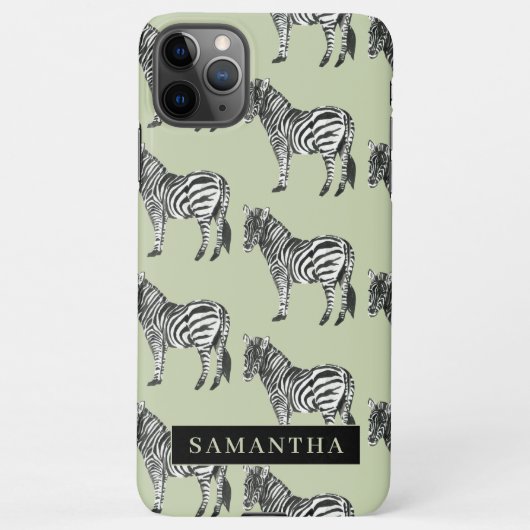 Oerwoud Zebra Wilde Patroon & Aangepaste Naam iPhone Hoesje (Achterkant)