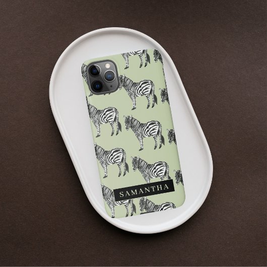Oerwoud Zebra Wilde Patroon & Aangepaste Naam iPhone Hoesje