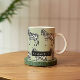 Oerwoud Zebra Wilde Patroon & Aangepaste Naam Koffiemok