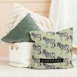 Oerwoud Zebra Wilde Patroon & Aangepaste Naam Kussen<br><div class="desc">Oerwoud Zebra Wilde Patroon & Aangepaste Naam</div>