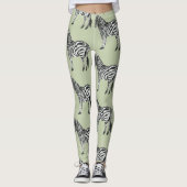 Oerwoud Zebra Wilde Patroon & Aangepaste Naam Leggings (Voorkant)