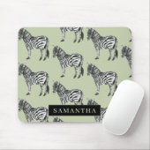Oerwoud Zebra Wilde Patroon & Aangepaste Naam Muismat (Met muis)