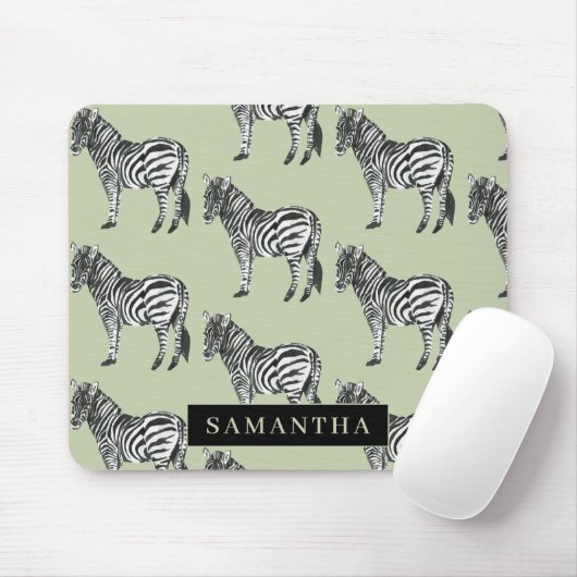 Oerwoud Zebra Wilde Patroon & Aangepaste Naam Muismat (Met muis)