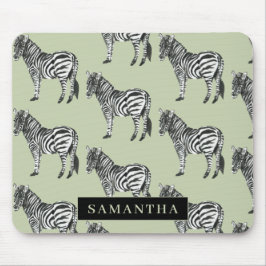 Oerwoud Zebra Wilde Patroon & Aangepaste Naam Muismat