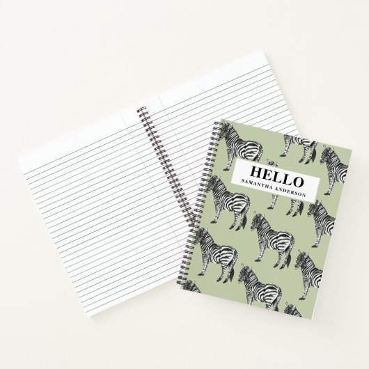 Oerwoud Zebra Wilde Patroon & Aangepaste Naam Notitieboek (Binnen)