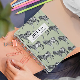 Oerwoud Zebra Wilde Patroon & Aangepaste Naam Notitieboek