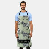 Oerwoud Zebra Wilde Patroon & Aangepaste Naam Schort (Gedragen)