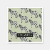 Oerwoud Zebra Wilde Patroon & Aangepaste Naam Servet (Voorkant)