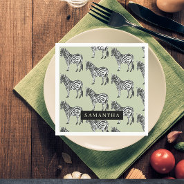 Oerwoud Zebra Wilde Patroon & Aangepaste Naam Servet