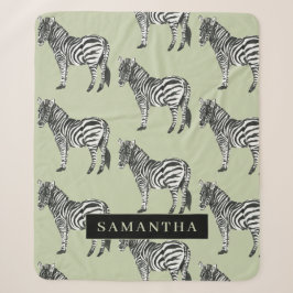 Oerwoud Zebra Wilde Patroon & Aangepaste Naam Sherpa Deken