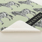 Oerwoud Zebra Wilde Patroon & Aangepaste Naam Sherpa Deken (3/4)