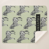 Oerwoud Zebra Wilde Patroon & Aangepaste Naam Sherpa Deken (Voorkant (horizontaal))
