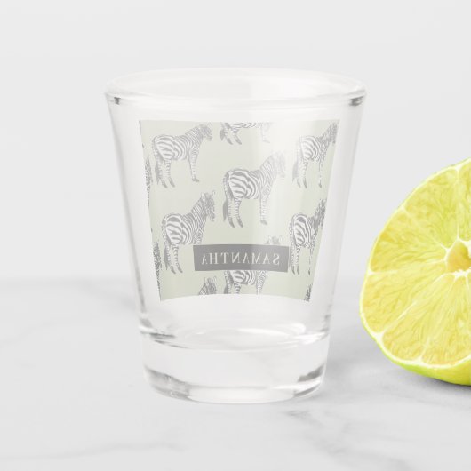 Oerwoud Zebra Wilde Patroon & Aangepaste Naam Shot Glas (Achterkant)