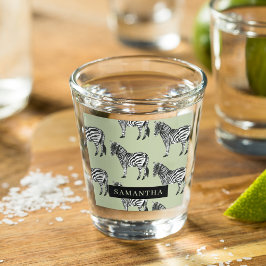 Oerwoud Zebra Wilde Patroon & Aangepaste Naam Shot Glas