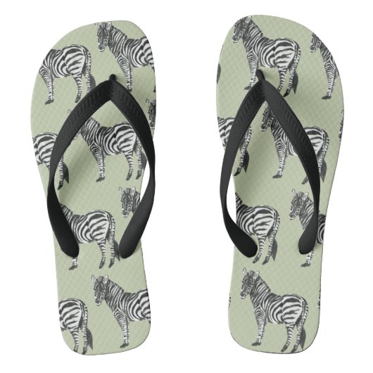 Oerwoud Zebra Wilde Patroon & Aangepaste Naam Teenslippers (Voetbed)
