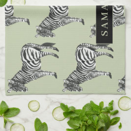 Oerwoud Zebra Wilde Patroon & Aangepaste Naam Theedoek