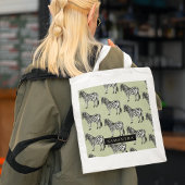 Oerwoud Zebra Wilde Patroon & Aangepaste Naam Tote Bag
