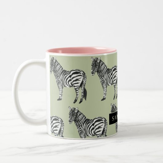 Oerwoud Zebra Wilde Patroon & Aangepaste Naam Tweekleurige Koffiemok