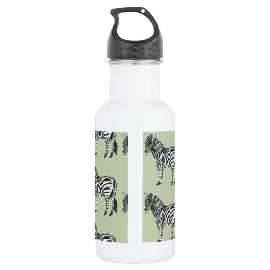 Oerwoud Zebra Wilde Patroon & Aangepaste Naam Waterfles (Achterkant)