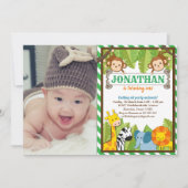 Oerwoud Zoo Animal Safari Adventure Birthday Foto Kaart (Voorkant)