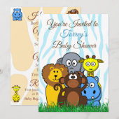 Oerwoud Zoo Dieren Baby shower Uitnodiging (Voorkant / Achterkant)