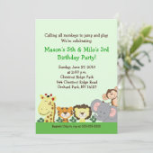 OERWOUD ZOO PARTY 5x7 Custom Birthday Uitnodiging (Staand voorkant)