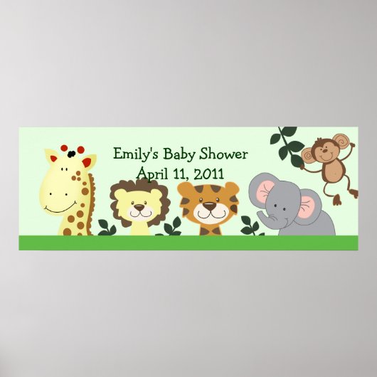 OERWOUD ZOO PARTY  Birthday Banner Poster (Voorkant)