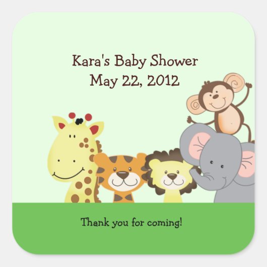 OERWOUD ZOO PARTY Custom Square Favor Sticker (Voorkant)