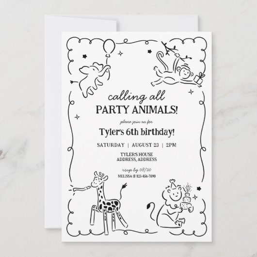 Oerwoud Zoo Safari Animals Kids Verjaardag Kaart (Voorkant)