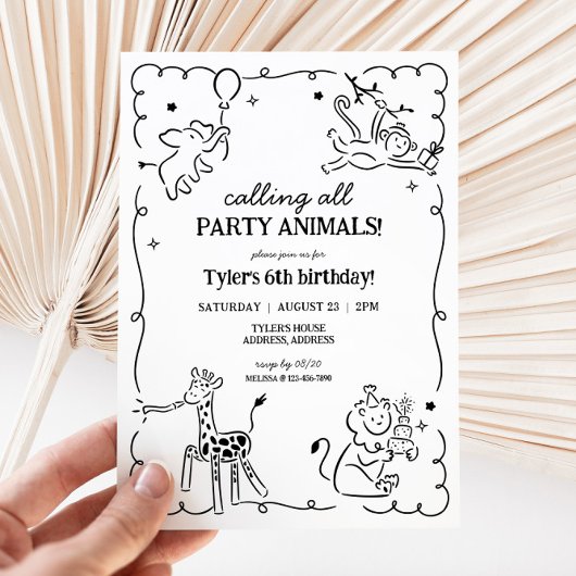 Oerwoud Zoo Safari Animals Kids Verjaardag Kaart