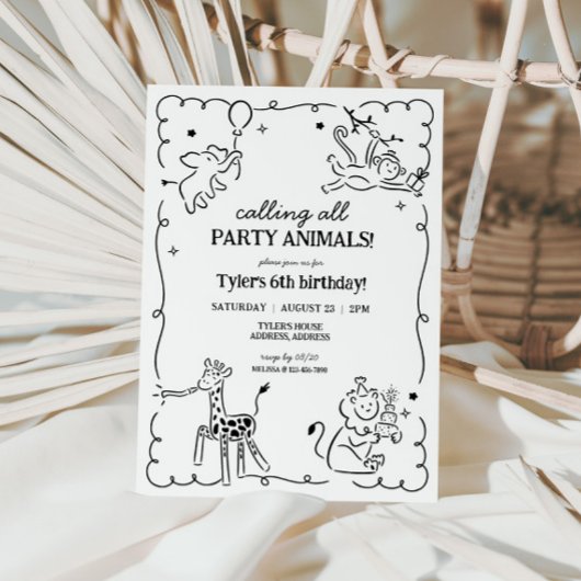 Oerwoud Zoo Safari Animals Kids Verjaardag Kaart