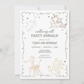 Oerwoud Zoo Safari Dieren Verjaardag Kaart (Voorkant)