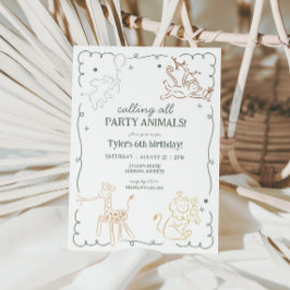 Oerwoud Zoo Safari Dieren Verjaardag Kaart