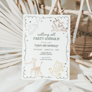 Oerwoud Zoo Safari Dieren Verjaardag Kaart