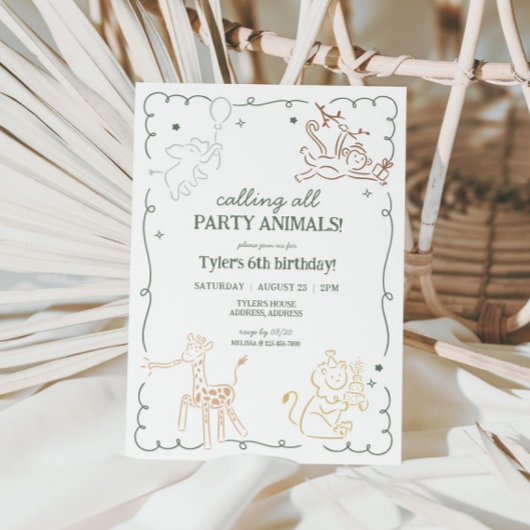 Oerwoud Zoo Safari Dieren Verjaardag Kaart