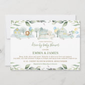 Oerwouden auto's rijden groen op Baby shower Kaart (Voorkant)