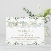 Oerwouden auto's rijden groen op Baby shower Kaart (Staand voorkant)