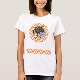 Oerwouden Baby shower; Oranje en witte Chevron T-shirt