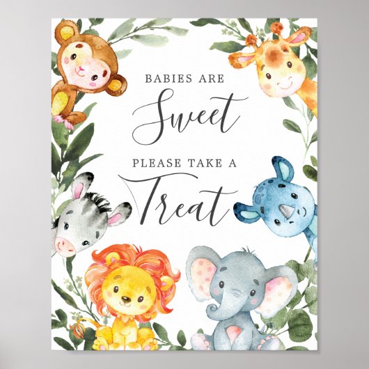 Oerwouden Baby showers baby's zijn zoete gebarsten Poster (Voorkant)