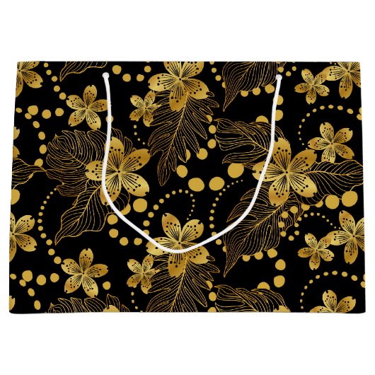 Oerwouden bladeren en bloemen naadloos groot cadeauzakje (Voorkant)