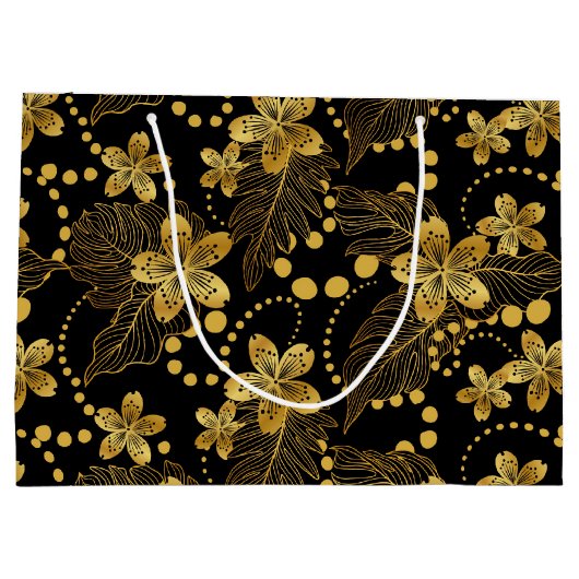 Oerwouden bladeren en bloemen naadloos groot cadeauzakje (Achterkant)