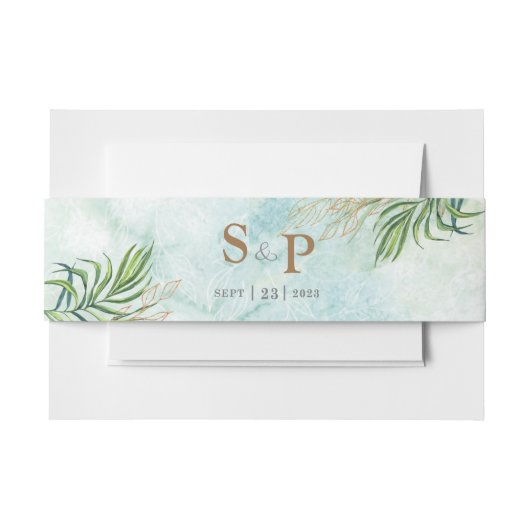 Oerwouden bladeren exotische groene Waterverf Uitnodigingen Wikkel (Voorkant Voorbeeld)