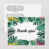 Oerwouden bladeren met roze en gele tropische bloe briefkaart (Voorkant / Achterkant)